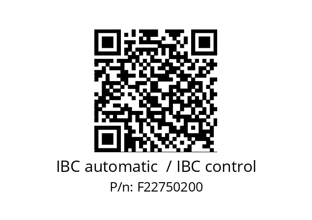   IBC automatic  / IBC control F22750200