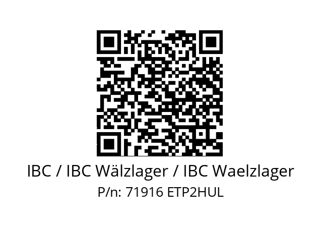   IBC / IBC Wälzlager / IBC Waelzlager 71916 ETP2HUL