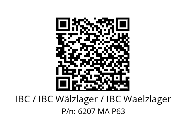   IBC / IBC Wälzlager / IBC Waelzlager 6207 MA P63