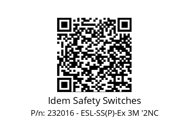   Idem Safety Switches 232016 - ESL-SS(P)-Ex 3M '2NC