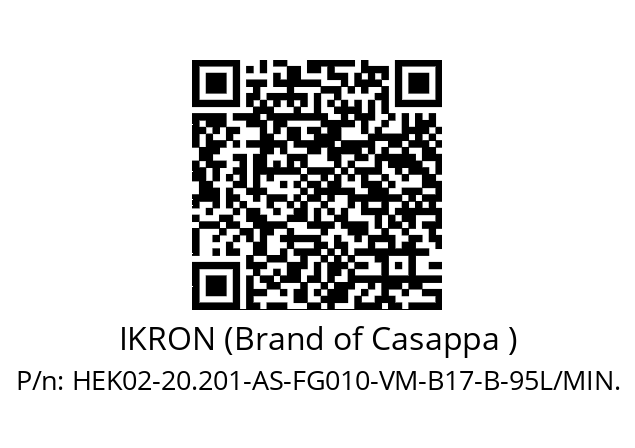   IKRON (Brand of Casappa ) HEK02-20.201-AS-FG010-VM-B17-B-95L/MIN.