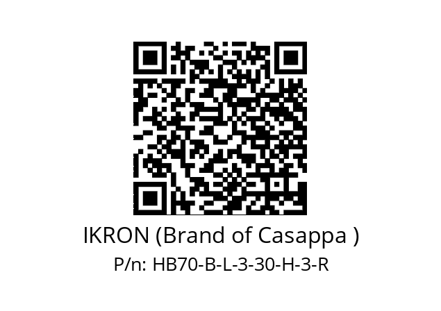   IKRON (Brand of Casappa ) HB70-B-L-3-30-H-3-R