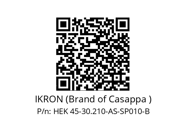   IKRON (Brand of Casappa ) HEK 45-30.210-AS-SP010-B