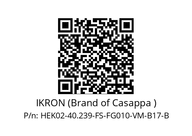   IKRON (Brand of Casappa ) HEK02-40.239-FS-FG010-VM-B17-B