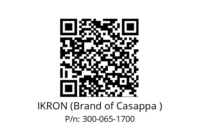   IKRON (Brand of Casappa ) 300-065-1700