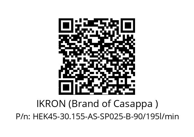   IKRON (Brand of Casappa ) HEK45-30.155-AS-SP025-B-90/195l/min