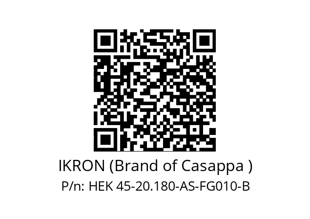   IKRON (Brand of Casappa ) HEK 45-20.180-AS-FG010-B