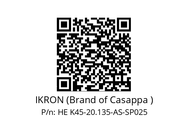   IKRON (Brand of Casappa ) HE K45-20.135-AS-SP025