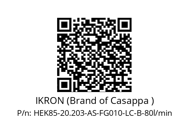   IKRON (Brand of Casappa ) HEK85-20.203-AS-FG010-LC-B-80l/min