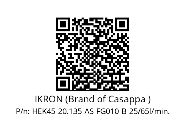   IKRON (Brand of Casappa ) HEK45-20.135-AS-FG010-B-25/65l/min.