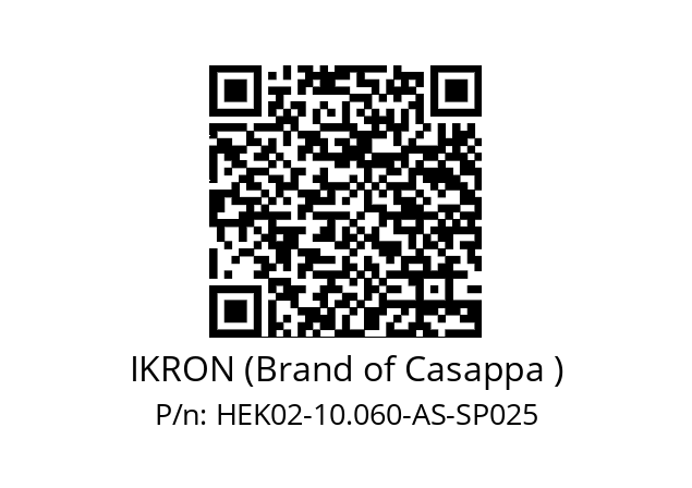   IKRON (Brand of Casappa ) HEK02-10.060-AS-SP025