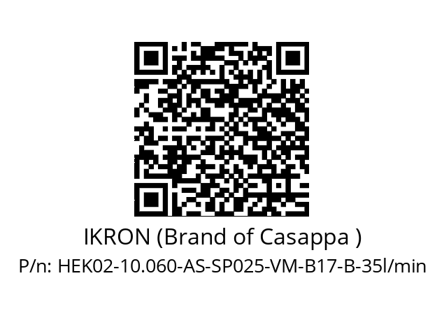   IKRON (Brand of Casappa ) HEK02-10.060-AS-SP025-VM-B17-B-35l/min