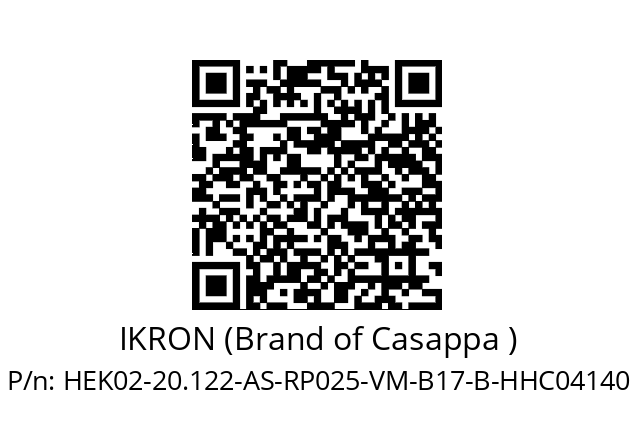   IKRON (Brand of Casappa ) HEK02-20.122-AS-RP025-VM-B17-B-HHC04140