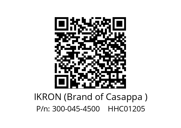   IKRON (Brand of Casappa ) 300-045-4500    HHC01205