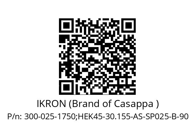   IKRON (Brand of Casappa ) 300-025-1750;HEK45-30.155-AS-SP025-B-90