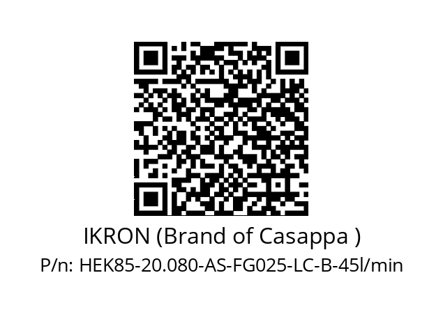   IKRON (Brand of Casappa ) HEK85-20.080-AS-FG025-LC-B-45l/min