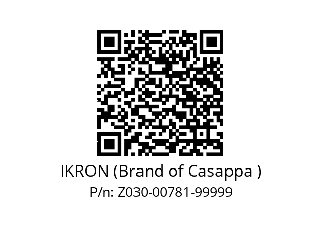  003778376 IKRON (Brand of Casappa ) Z030-00781-99999