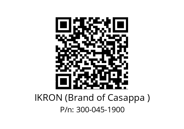   IKRON (Brand of Casappa ) 300-045-1900