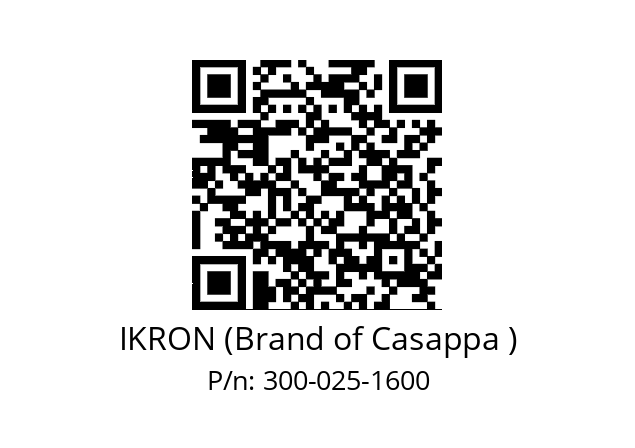   IKRON (Brand of Casappa ) 300-025-1600