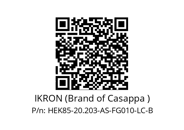   IKRON (Brand of Casappa ) HEK85-20.203-AS-FG010-LC-B