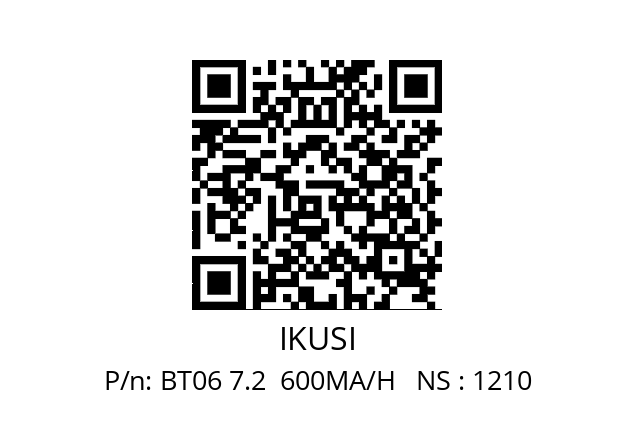   IKUSI BT06 7.2  600MA/H   NS : 1210