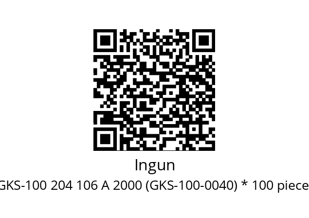   Ingun GKS-100 204 106 A 2000 (GKS-100-0040) * 100 pieces box