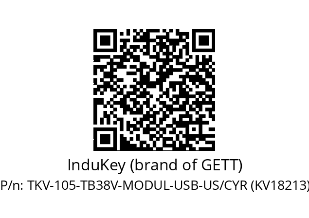   InduKey (brand of GETT) TKV-105-TB38V-MODUL-USB-US/CYR (KV18213)