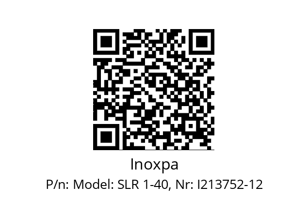   Inoxpa Model: SLR 1-40, Nr: I213752-12