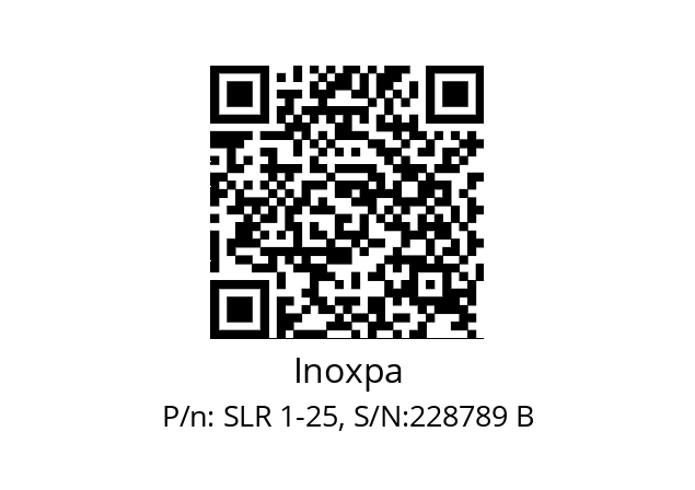   Inoxpa SLR 1-25, S/N:228789 B