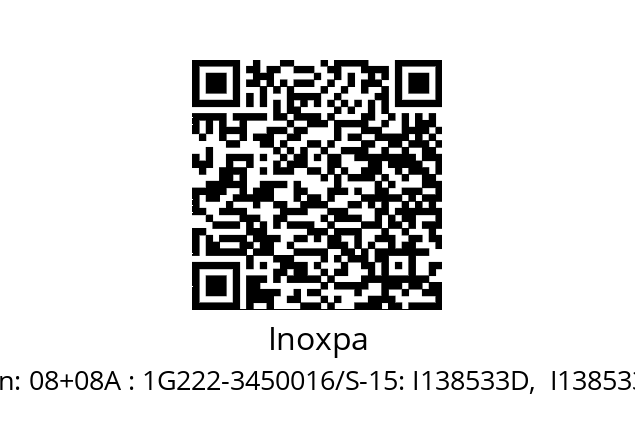   Inoxpa 08+08A : 1G222-3450016/S-15: I138533D,  I138533B