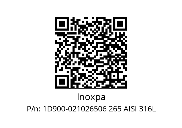   Inoxpa 1D900-021026506 265 AISI 316L