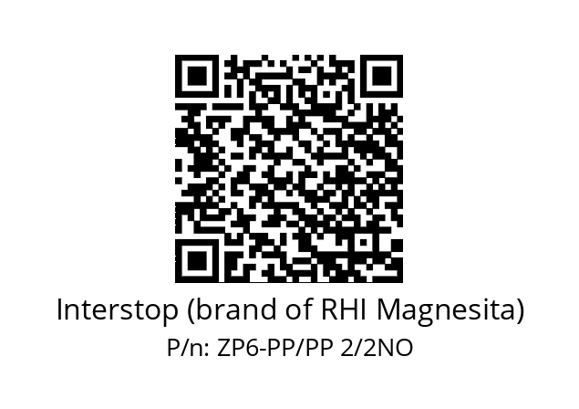   Interstop (brand of RHI Magnesita) ZP6-PP/PP 2/2NO