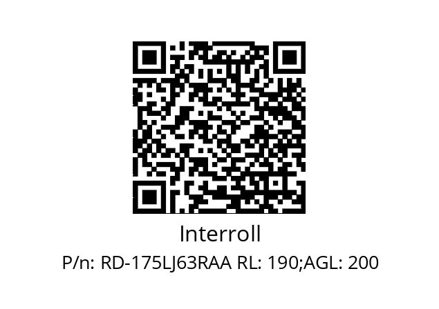   Interroll RD-175LJ63RAA RL: 190;AGL: 200