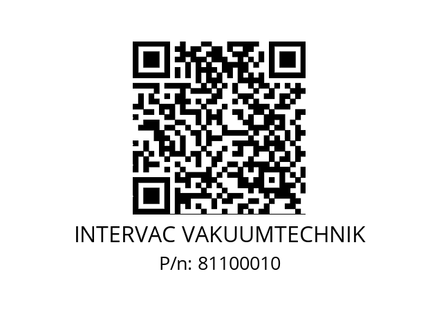   INTERVAC VAKUUMTECHNIK 81100010