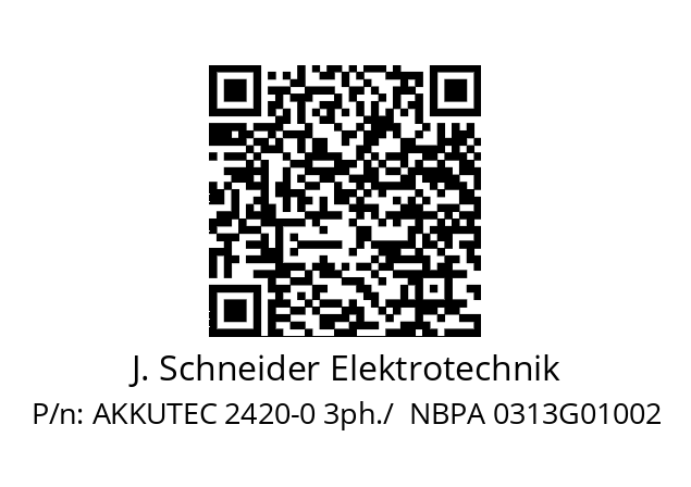   J. Schneider Elektrotechnik AKKUTEC 2420-0 3ph./  NBPA 0313G01002