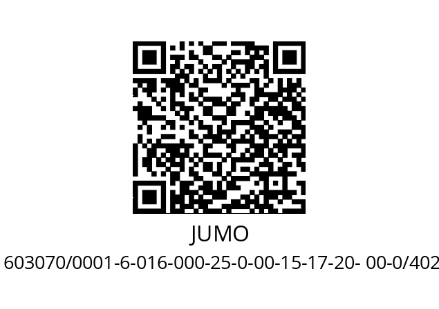   JUMO 603070/0001-6-016-000-25-0-00-15-17-20- 00-0/402,972