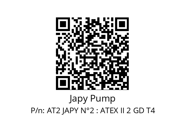   Japy Pump AT2 JAPY N°2 : ATEX II 2 GD T4