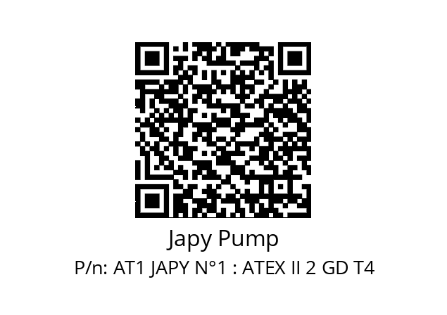   Japy Pump AT1 JAPY N°1 : ATEX II 2 GD T4