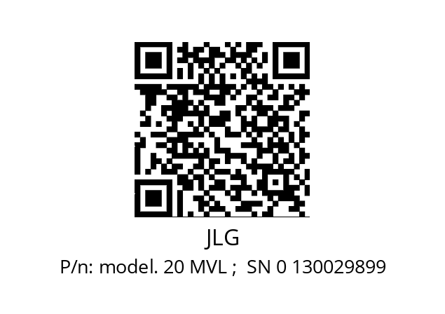   JLG model. 20 MVL ;  SN 0 130029899