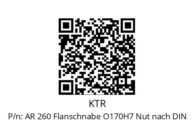   KTR AR 260 Flanschnabe O170H7 Nut nach DIN