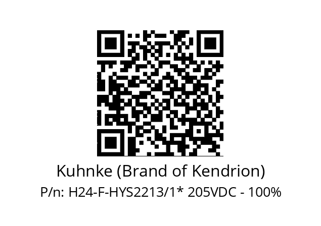   Kuhnke (Brand of Kendrion) H24-F-HYS2213/1* 205VDC - 100%