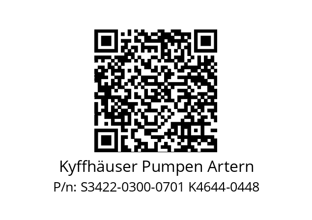   Kyffhäuser Pumpen Artern S3422-0300-0701 K4644-0448