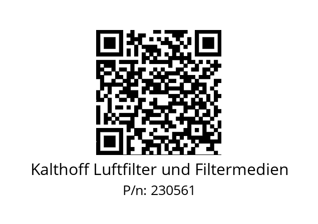   Kalthoff Luftfilter und Filtermedien 230561