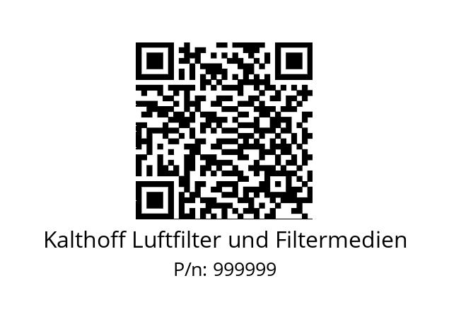   Kalthoff Luftfilter und Filtermedien 999999