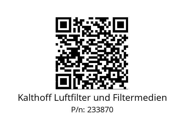   Kalthoff Luftfilter und Filtermedien 233870