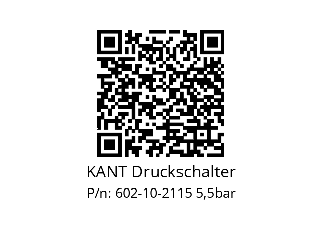   KANT Druckschalter 602-10-2115 5,5bar