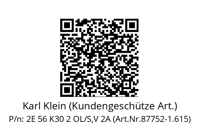   Karl Klein (Kundengeschütze Art.) 2E 56 K30 2 OL/S,V 2A (Art.Nr.87752-1.615)