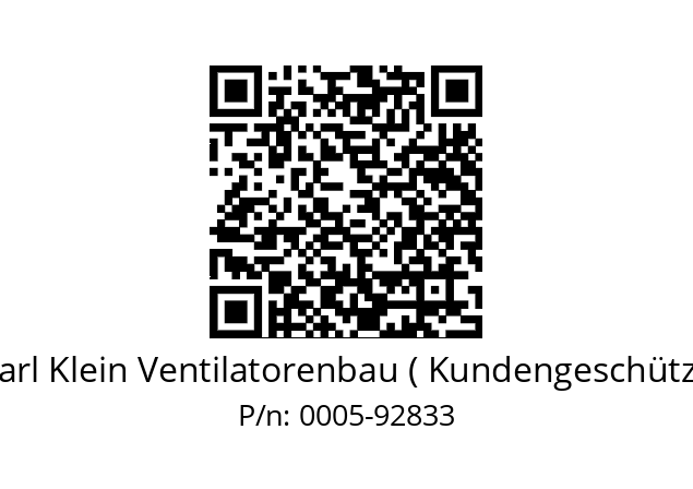   Karl Klein Ventilatorenbau ( Kundengeschützt) 0005-92833