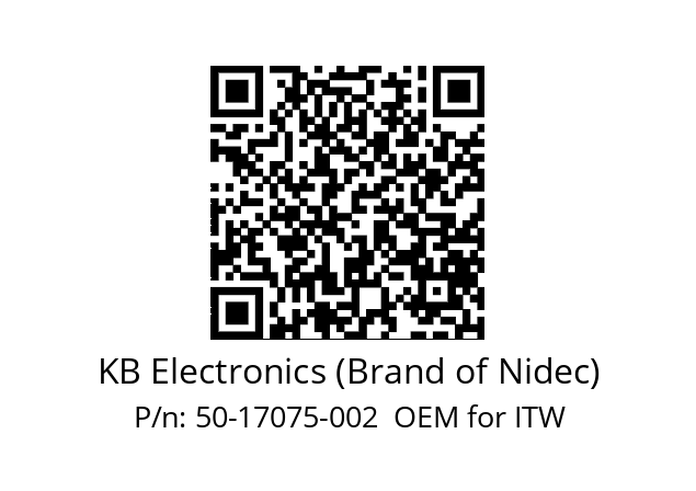   KB Electronics (Brand of Nidec) 50-17075-002  OEM for ITW