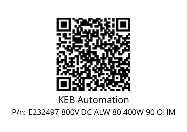   KEB Automation E232497 800V DC ALW 80 400W 90 OHM